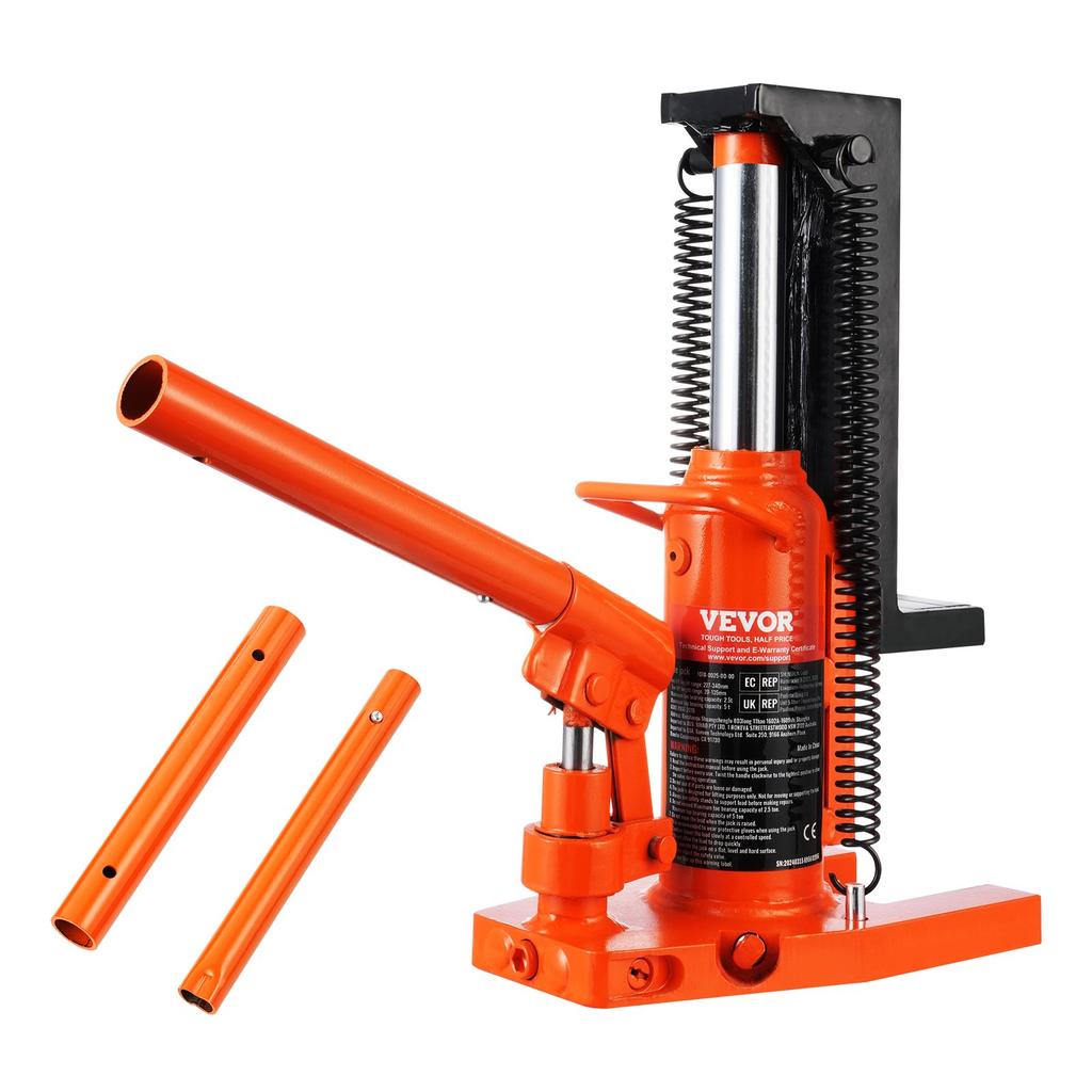 VEVOR Hydraulic Toe Jack, 2.5 Ton/2268 kg On Toe Toe Jack Lift, 5 Ton/4536 kg On Top Lift Capacity Machine Jack, 0.8-5.3 in/2-13.5 cm Toe Height