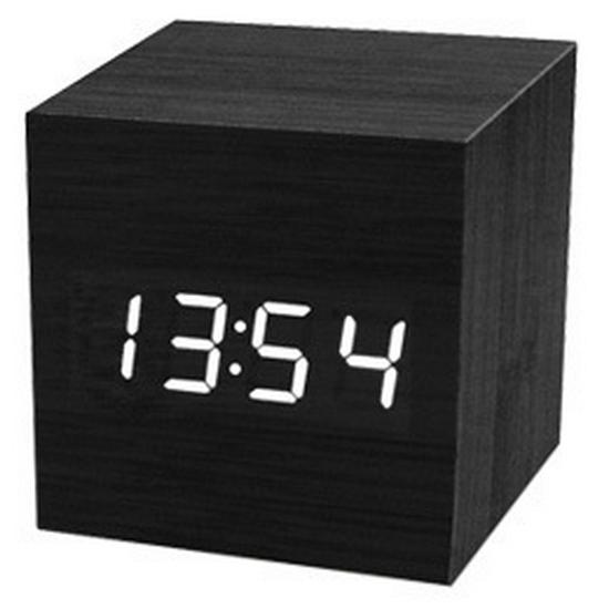 Smart Wooden Digital Alarm Clock with Night Light - Multi-functional Square Wall Clock for Students