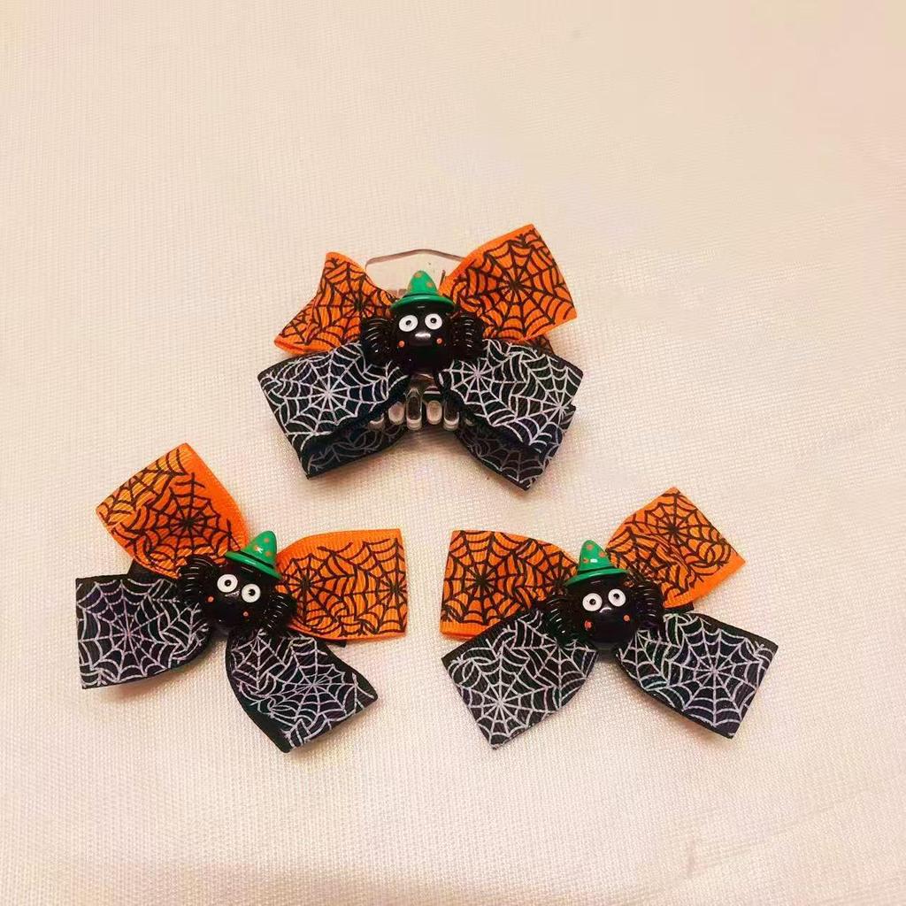 Halloween Spiderweb Ghost Hair Clip - Kids' Grosgrain Satin Ribbon Accessory