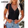Summer Women's T-shirt Short Sexy Solid Color Women's Deep V Slim Top Thin Short Sexy Niche Tops
