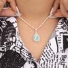 Aqua Chalcedony Gemstone Zircon Pendant 925 Sterling Silver Jewelry Gift For Her CZP-7-8