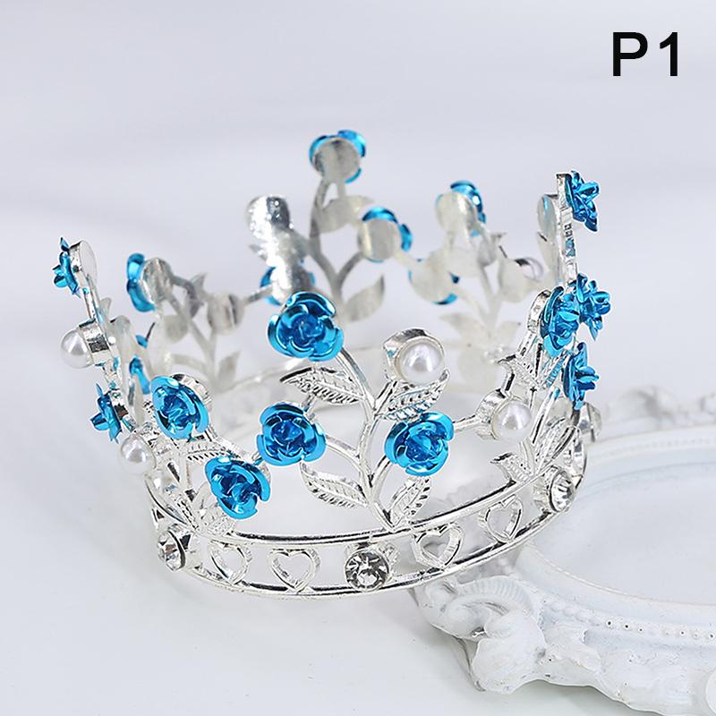 Роскошные цветочные короны, маленькие тиары для кукольной диадемы для девочек, украшения для волос на день рождения, свадьбу, выпускной, корону, украшение для торта