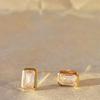 Taupe [Exclusive] 14k Gold Monet Earrings - Square Cubic Pendant Gold Earrings