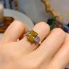 Jewelry Direct Sales, Colorful Treasure Popular Yellow Diamond 8 * 10 Rectangular Ring