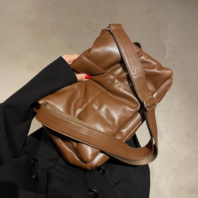 Yogodlns Осенне-зимняя пуховая сумка на плечо, женская сумка из искусственной кожи с клапаном, сумка через плечо, большая вместительная сумка-мессенджер из губки Bolsa