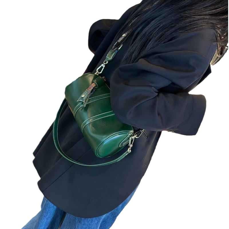 Кожаная цилиндрическая сумка, женская универсальная сумка через плечо, круглая сумка-подушка, высококачественная повседневная сумка-мессенджер