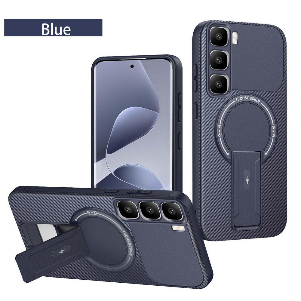 Чехол-подставка из углеродного волокна со встроенным магнитным кольцом для Infinix Hot60 Pro + Hot 60 60i 40i 40 Pro