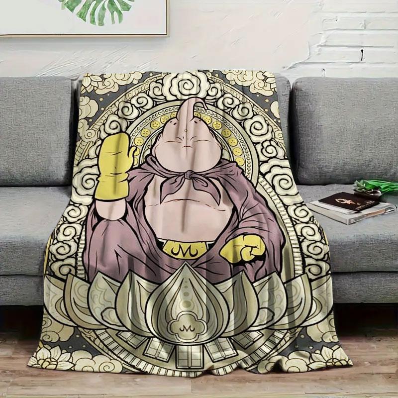 1Pc MajinBuu Print Flannel Blanket, High quality Comfortable for All Seasons, Warmth and Comfort, Perfect for Christmas Gifts