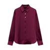 Spring New Women's Clothing French Gold Decorated Row Button Silk Satin Textured Shirt 2138748 9699255