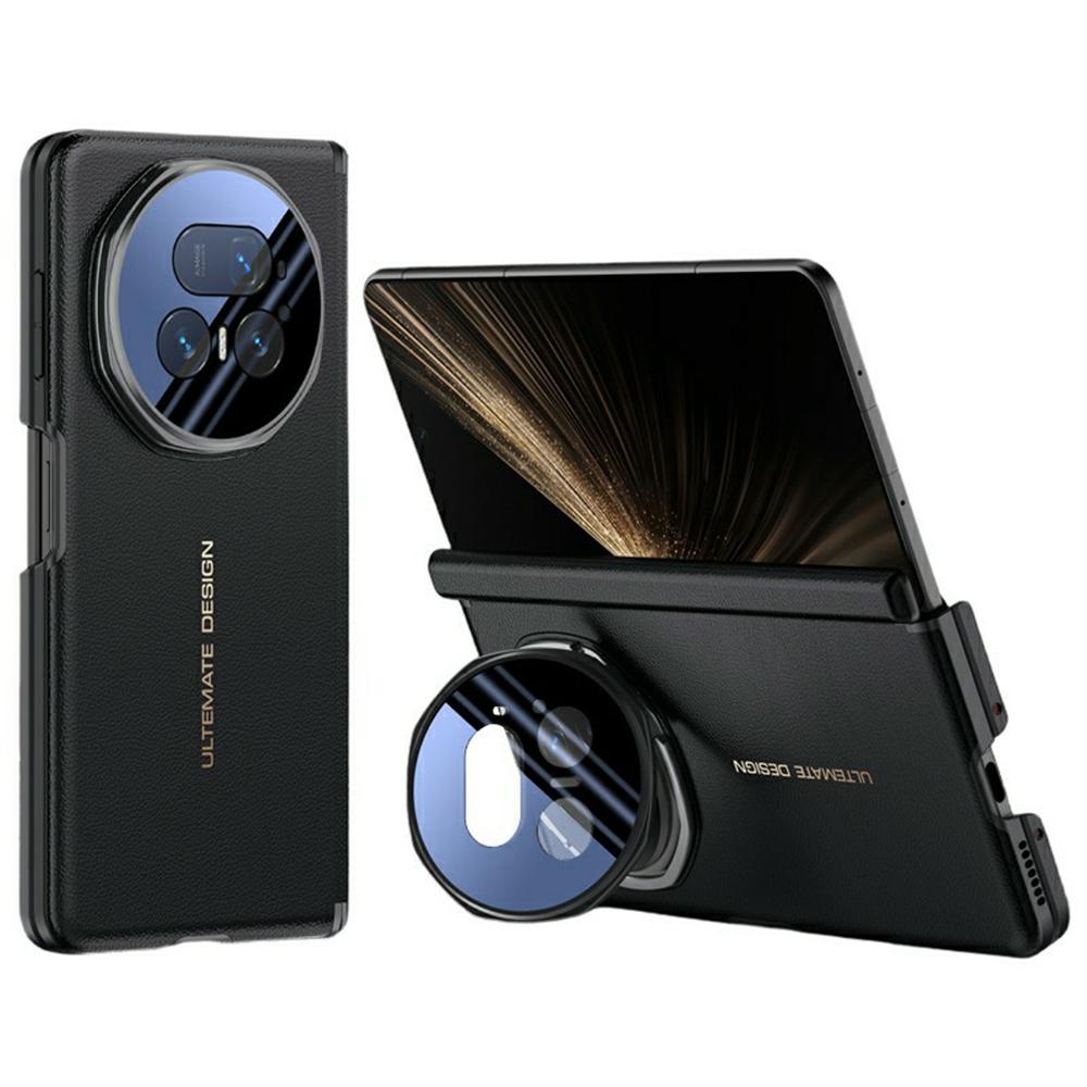 Для Honor Magic V5 5G Магнитный чехол-кожа Touch TPU PU Кожа PC Задняя крышка телефона со складной подставкой для объектива