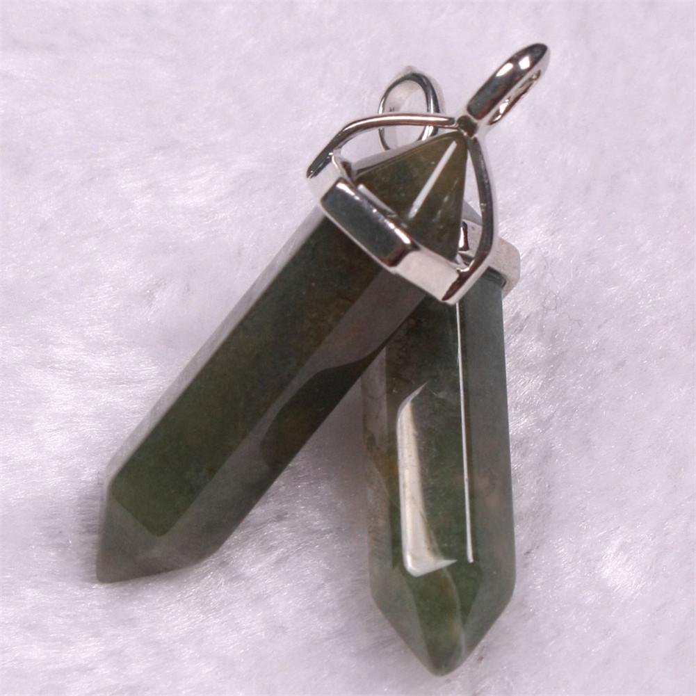 Hexagonal Agate Bullet Quartz Crystal Pendant Necklace