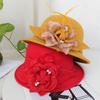Bucket Hat Female British Retro Feather Flower Woolen Top Hat Elegant Felt Hat Pot Hat