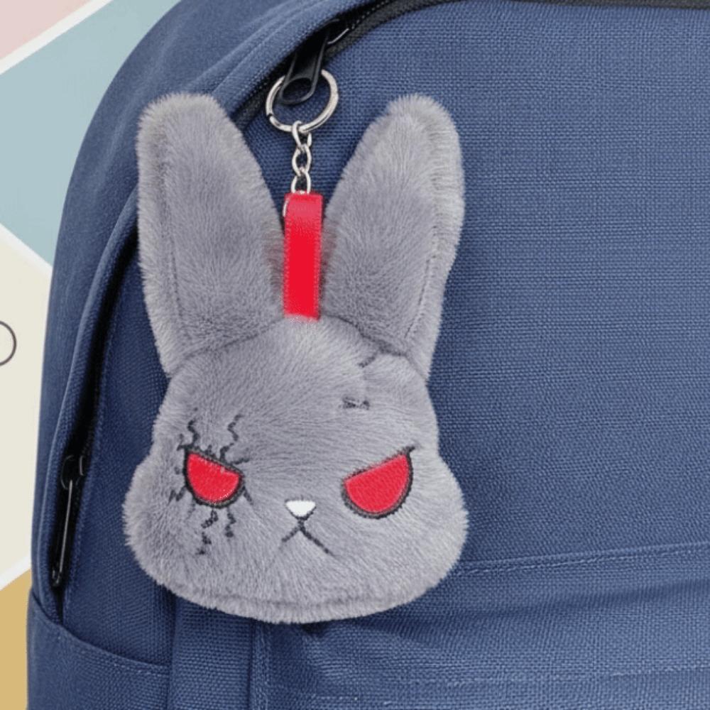 Fluffy Gothic Rabbit Compact Stitched Bunny Bag Pendant Halloween Plushie Goth Lovers