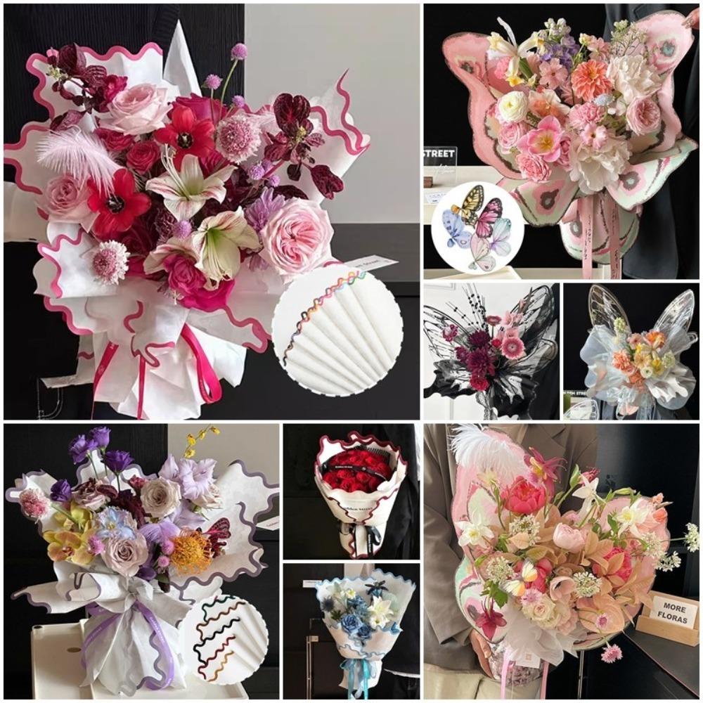 Kraft Paper INS Flower Wrapping Paper Wavy Border Bouquet Wrapping Material Fashion DIY Crafts