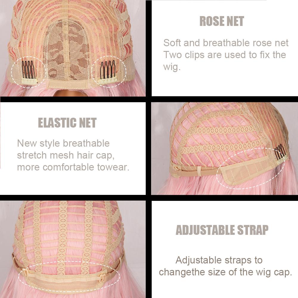 XINRAN Длинный волнистый розовый парик из синтетического термостойкого волокна, женский натуральный длинный волнистый парик для косплея, повседневная одежда