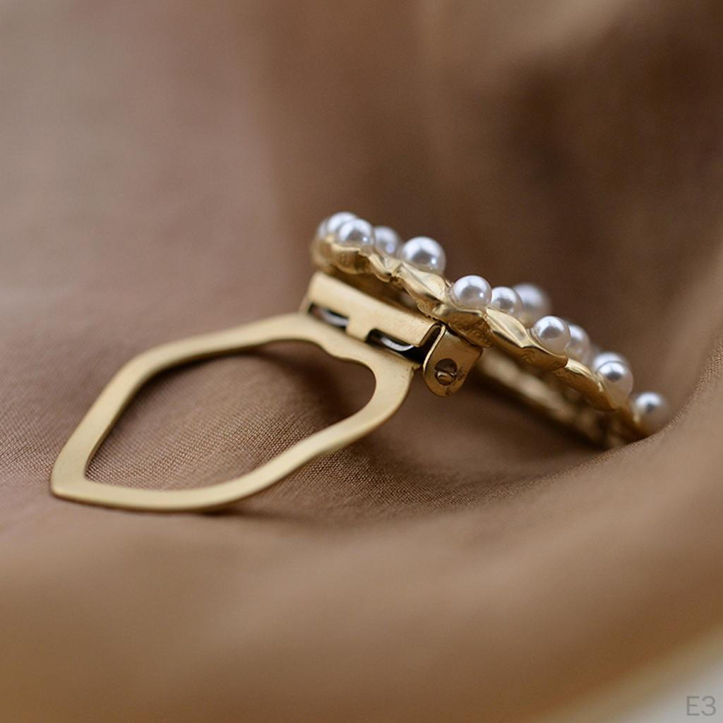 Women' Faux Pearl Brooch Pin Silk Ribbons Buckle Alloy Scarf Holder