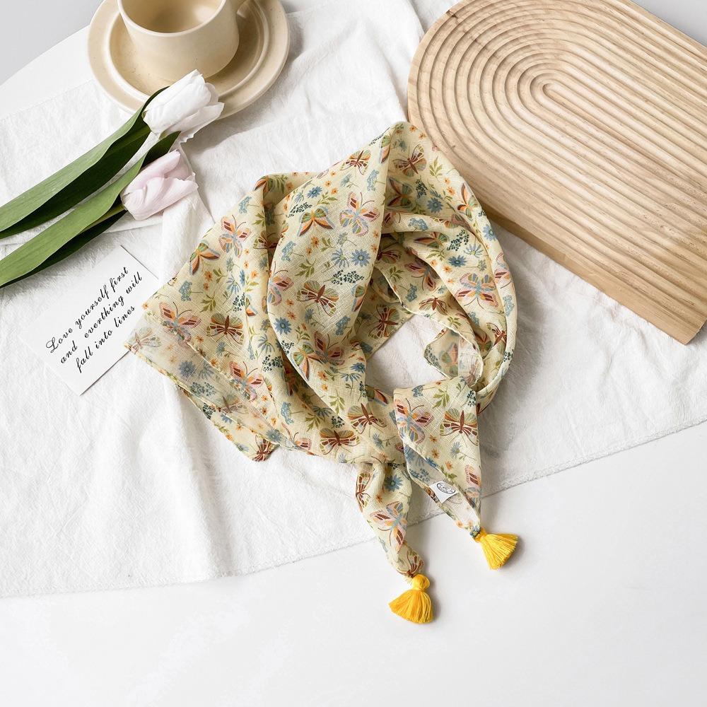 58 * 58 см Four Seasons Available New Fresh Baotou Towel Cashew Ароматный цвет Контрастный дышащий солнцезащитный шелковый шарф Легкий треугольный шарф