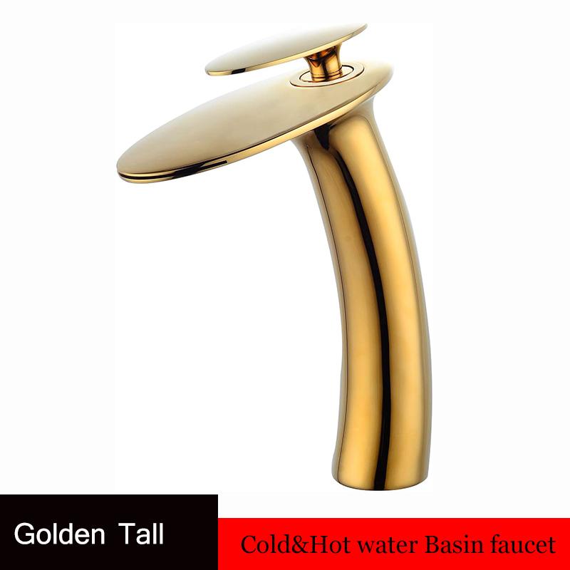 BAKALAWaterfall Wash Basin Brass High And Low Faucet Black Hot And Cold Toilet Wash Basin Bathroom Home