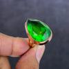 Natural Peridot Gemstone Handmade Copper Jewelry Ring Size 8 I8o30