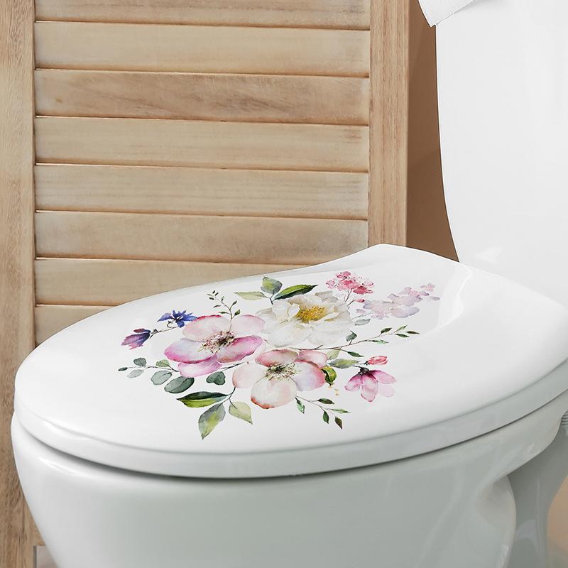 Various Green Plants Flowers Wall Sticker Bathroom Toilet Decor Decals Living Room Cabinet Home Decoration Self Adhesive Mural