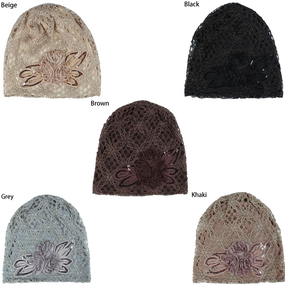 Temperament Cancer Chemo Hat Lace Floral Turban Head Wrap Hedging Cap Dome hat