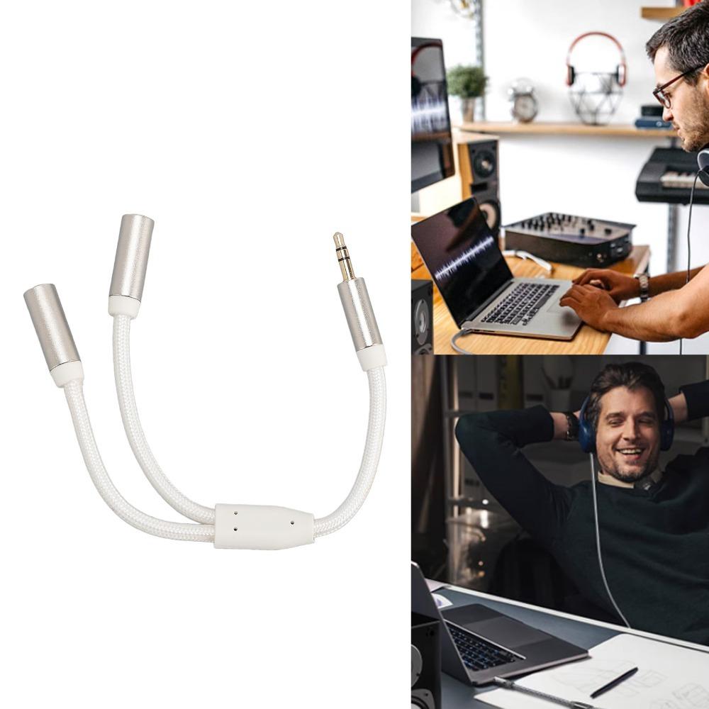 Gold Plated Headphone Splitter 3.5mm 1 Male to 2 Female Dual Output Aux Cord for Laptop