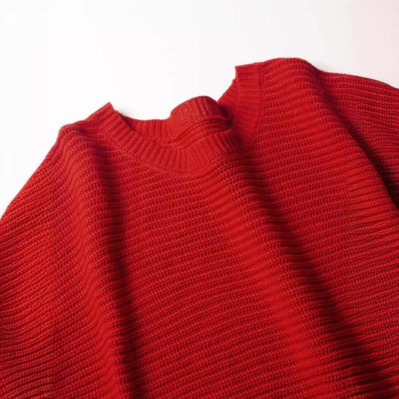 Осенне-зимний однотонный женский вязаный свитер с длинными рукавами