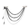 Ingemark Unique Black Crystal Beads Long Brooches Women Trendy Multi-layer Copper Chain Shirt Collar Suit Clip Pin Accessories