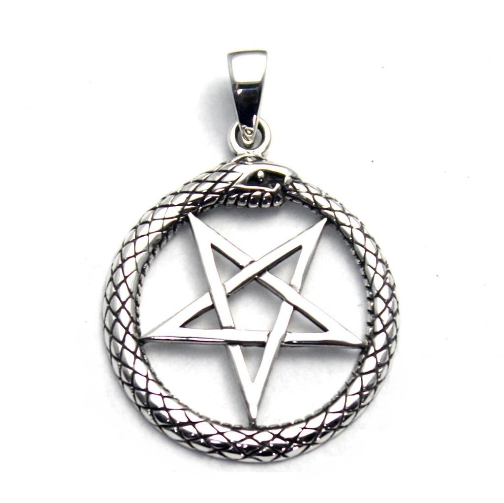 Pentagram Devil Star Star Snake Reptile Pendant Silver 925