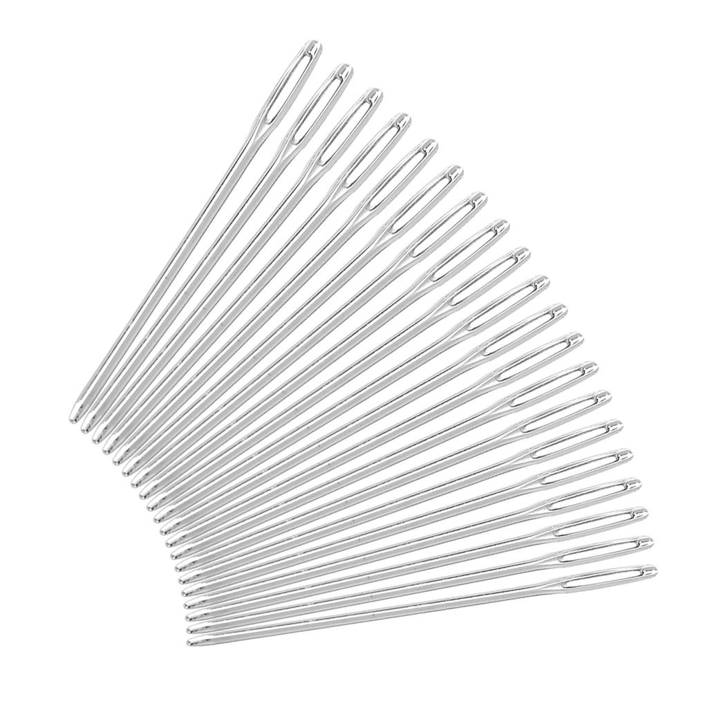 20 шт серебряные большие круглые вязальные иглы для вышивания, длина 52 мм