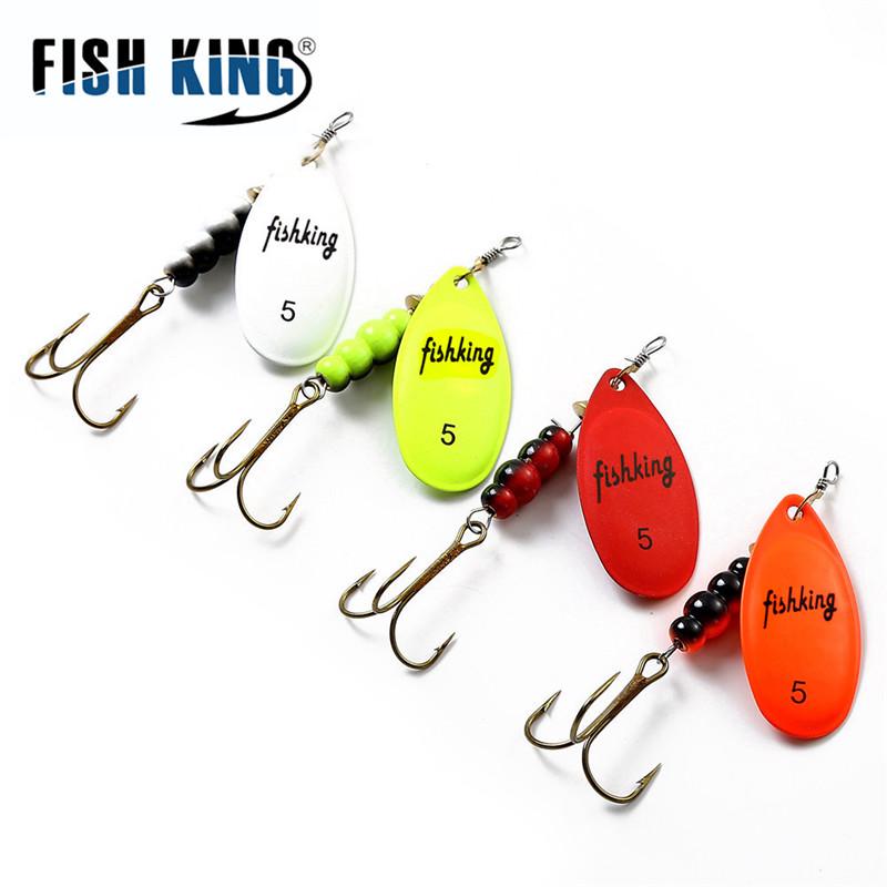FISH KING Spinner Bait 3,9 г, 4,6 г, 7,4 г, 10,8 г, 15 г, приманки для ложки, металлические приманки для щуки с тройными крючками, искусственная приманка для окуня, рыболовная приманка