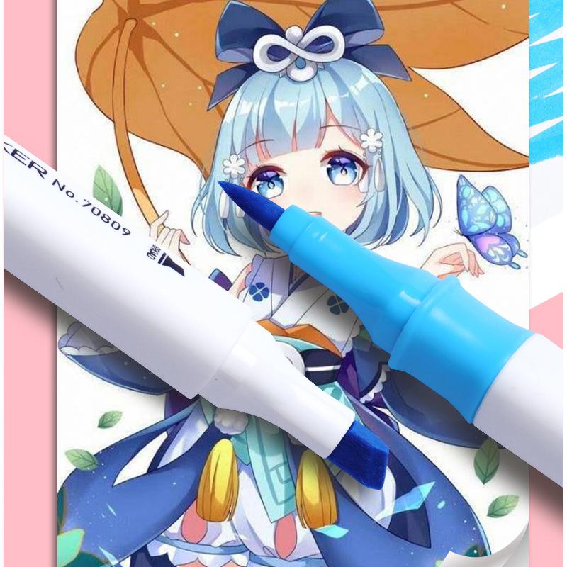 Double Head Soft Head Marker Water Based Marker Set Painting Marker Student Marker Pen 24/36/48/64 Colors Triangular Marker