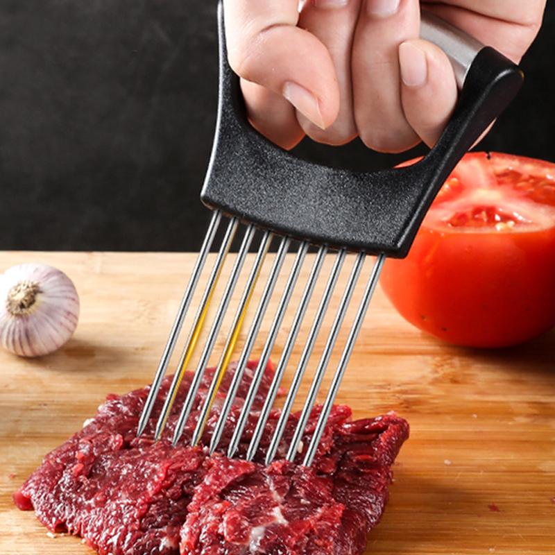 Держатель для нарезки лука, картофеля, помидоров, овощей, мяса, лука, вилки, держатель для нарезки, вспомогательный инструмент для нарезки еды, кухонные принадлежности