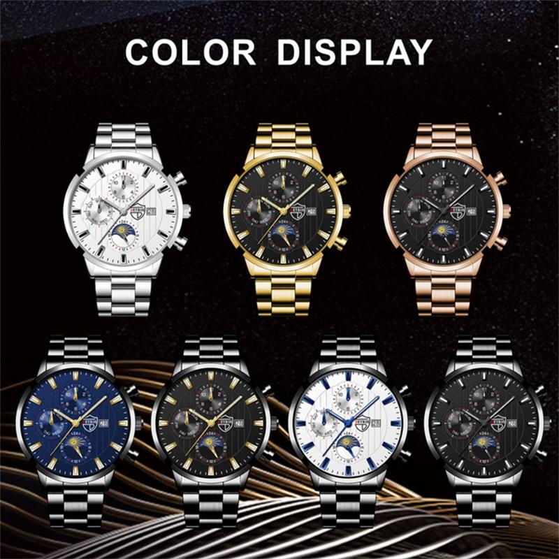 Мужские модные спортивные наручные часы класса люкс мужские деловые кварцевые часы из нержавеющей стали мужские повседневные часы с кожаным браслетом светящиеся часы