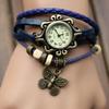 Women Genuine Leather Vintage Quartz Watch Multi Layer Handmade Bracelet Wristwatches Adjustable Length Couple Watch Bangle