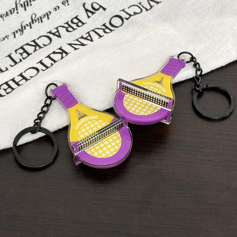 Mini Acrylic Pickleball Paddle Keychains Bright Multicolor Sturdy Key Ring for Pickleball Team Commemorative Gift