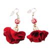[R0668] - Gold Red 'Dancers' Handcrafted Earrings - 45x30 Mm
