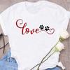 Womens Black Dog Claw Printed Tshirt Leopard Love Printed Christmas Reindeer Design Short Sleeve Casual Holiday Tshirt