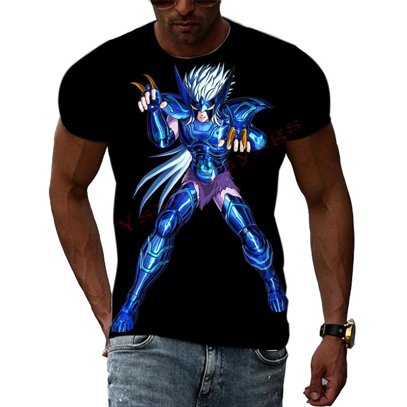 Золотая тема аниме Saint Seiya Крутая 3D-печать фотографий Эстетическая личность Мужская и женская футболка с круглым вырезом и короткими рукавами