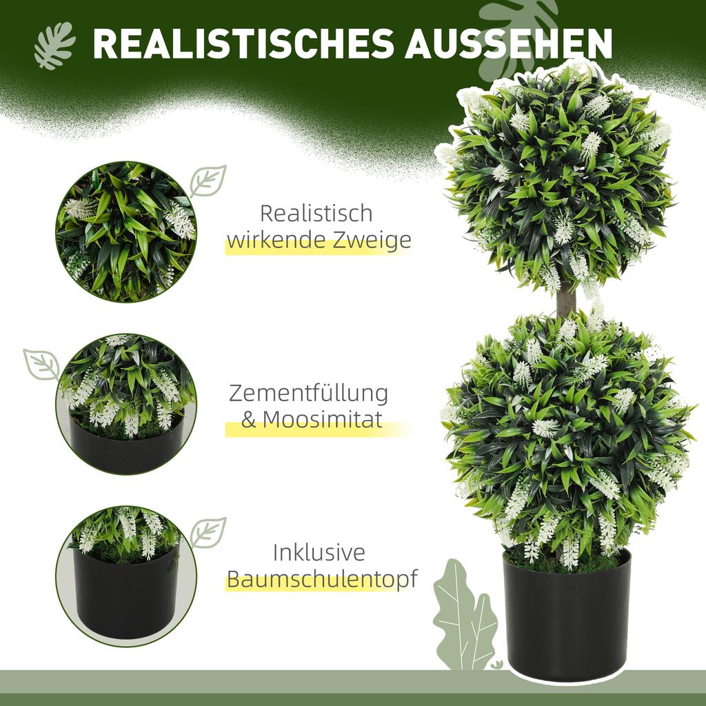 Set of 2 Artificial Plants, UV-Resistant Artificial Plant in Flower Pot, 70 cm Houseplant for Living Room, Garden