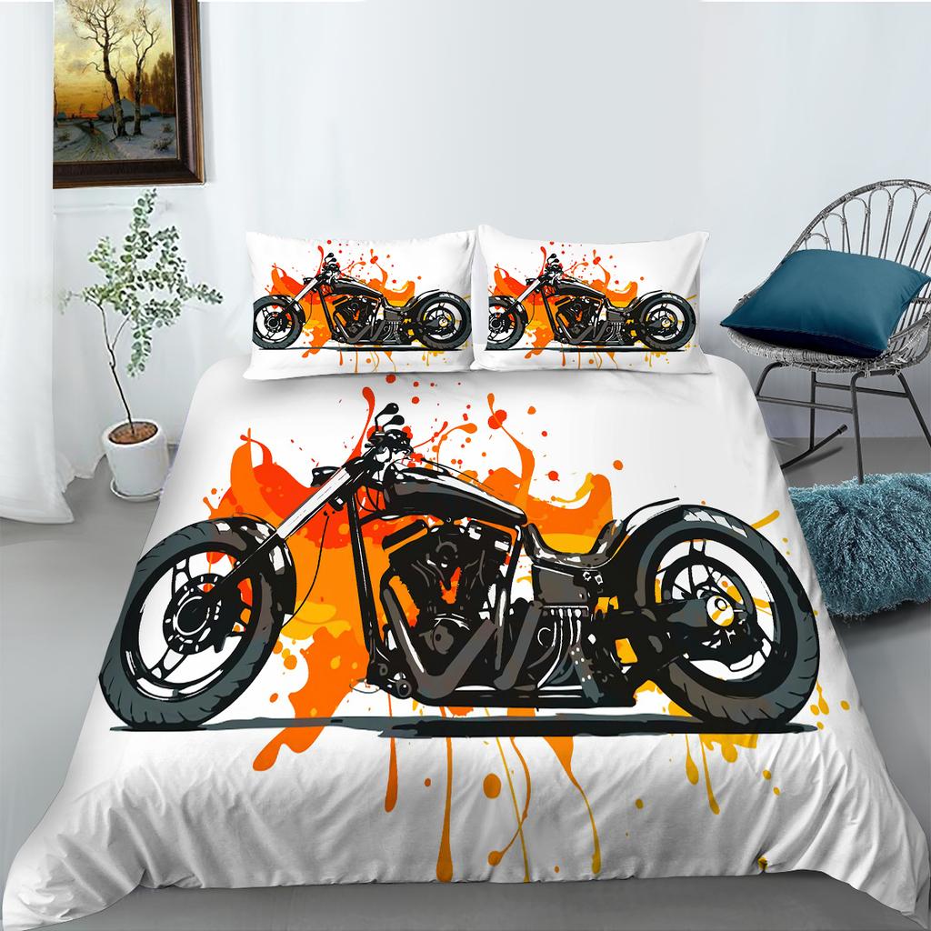 Комплект постельного белья с 3D принтом мотоцикла в промышленном стиле, пододеяльник, наволочка, комплект односпальной/двуспальной кровати, крутой чехол для мальчиков и подростков