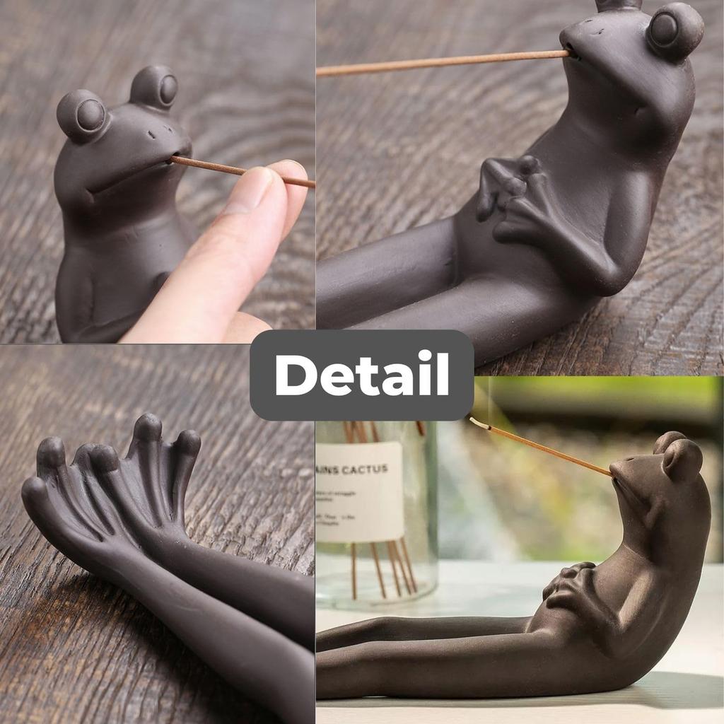 Harujio Incense Holder, Ash-Proof, Cute and Stylish, Angled Frog Incense Holder, Incense Burner for Buddhist Altars, Incense Dishes, Boat-Shaped,