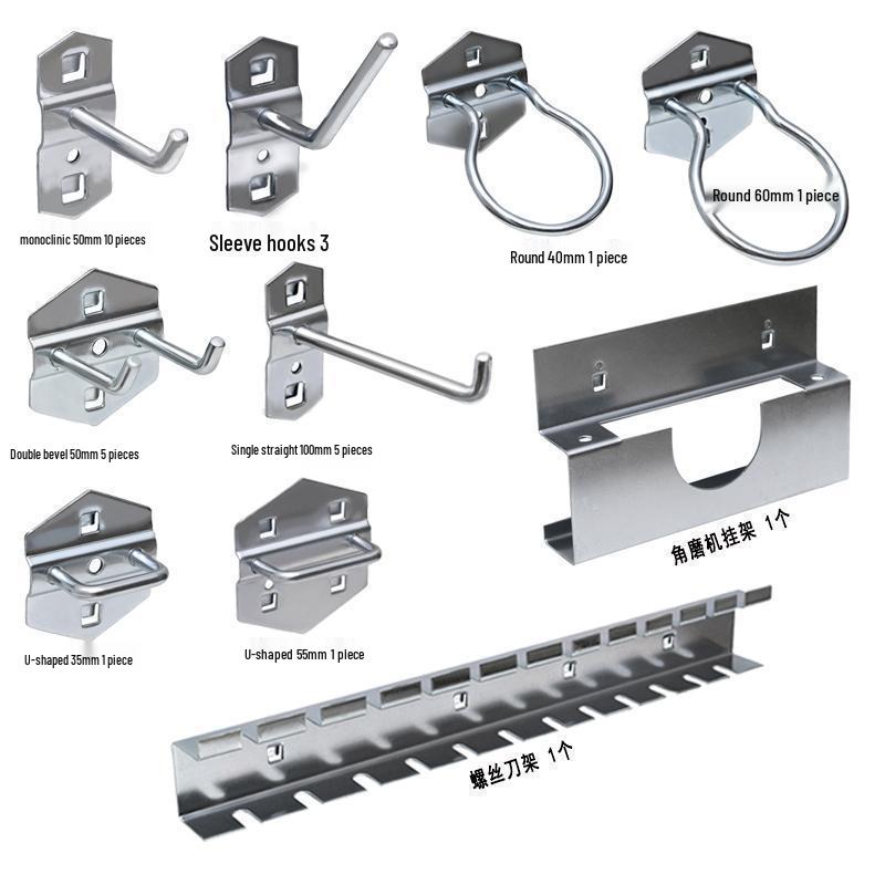 Стеллаж для инструментов с квадратными отверстиями и крючками для отверток и магнитной полосой