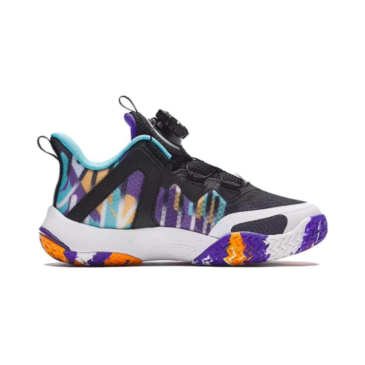 Anta Детские профессиональные баскетбольные кроссовки Reverse Scale Fabric, удобные, амортизирующие, низкие, детские кроссовки, цвет черный, синий 312439955-3