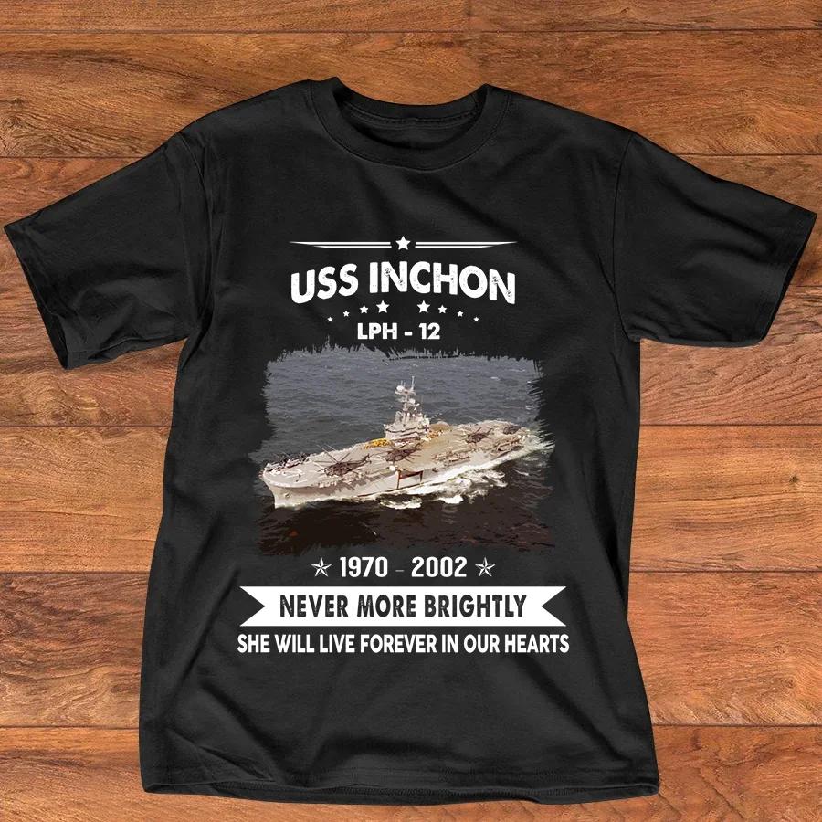 USS Inchon LPH 12 Amphibious Assault Ship Naval Veteran TShirt 100 Cotton ONeck Short Sleeve Casual Mens Tshirt Size S3XL