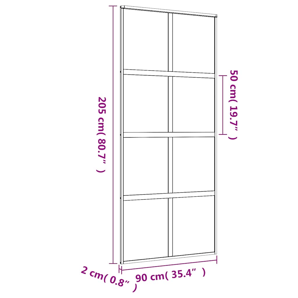 Sliding Door Golden 90x205 cm Tempered Clear Glass and Aluminum