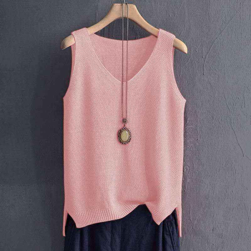 Spring V-neck Vest Female Student Knitted Sweater Waistcoat Vest Plus Size