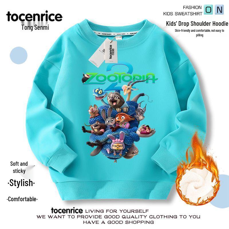 Zootopia 2 Kids' Hoodie: Nick Wilde & Judy Hopps, Autumn/Winter Long Sleeve Base Layer for Boys & Girls, Sizes 8.