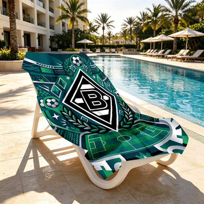 Borussia Monchengladbach Print Beach Towel Design, Soft, Lightweight. for Home Bathroom, Spa, Pool, Yoga, Surfing, Camping, Gift for Family, Friend