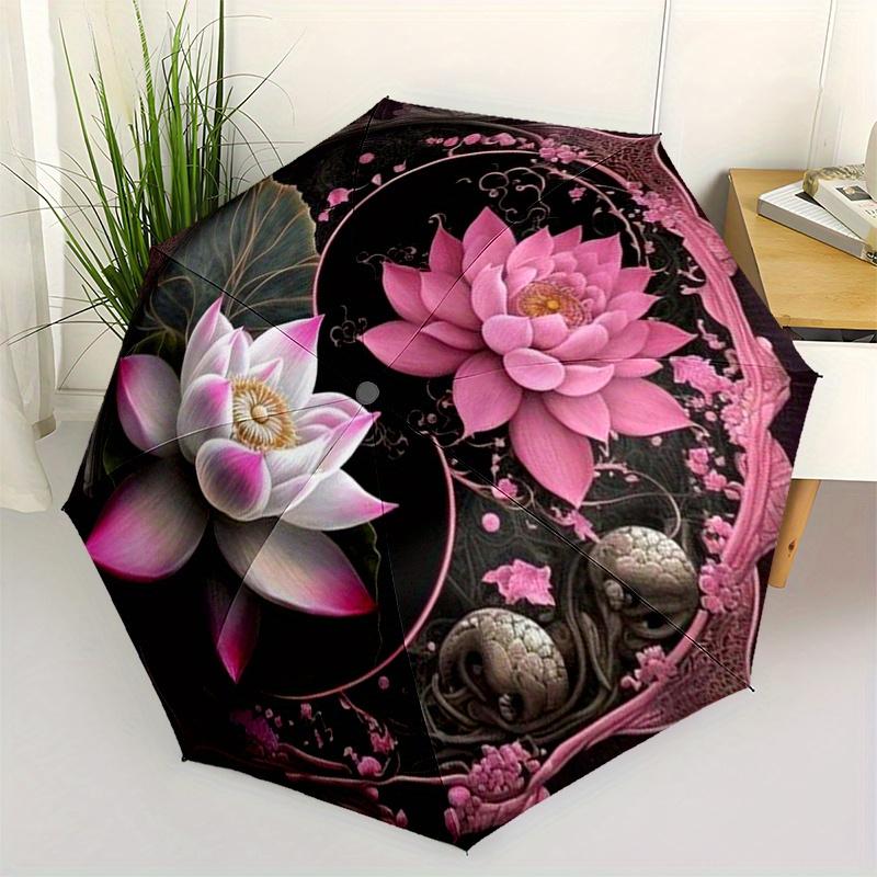 """Лотос Инь-Ян Настенное искусство""": Harmony in Bloom Decor"Зонт, Компактный складной зонт-трость 3 сложения для мужчин и женщин ES40